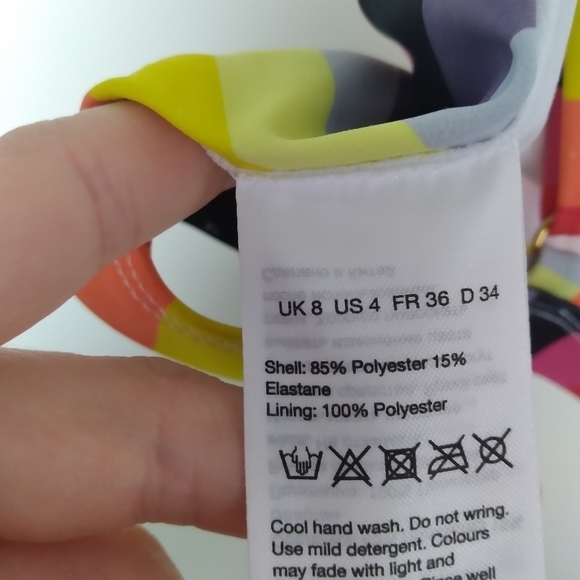 Warehouse Vertical Rainbow Bright Stripe Bikini Top Size US 4 - Picture 5 of 8